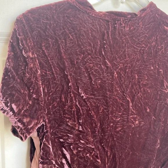 Bella Dahl Crushed Velvet Purple V Neck Tee - Picture 6 of 6